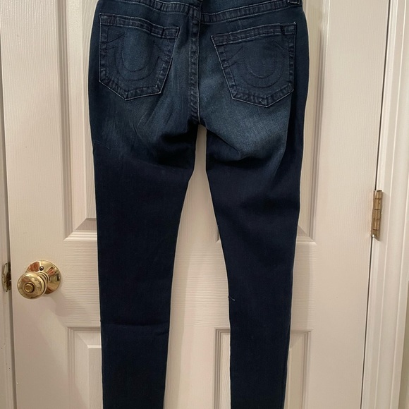 True Religion Medium Wash Paradise Falls Curvy Embroidered Size 27 Skinny Jeans - Picture 9 of 11